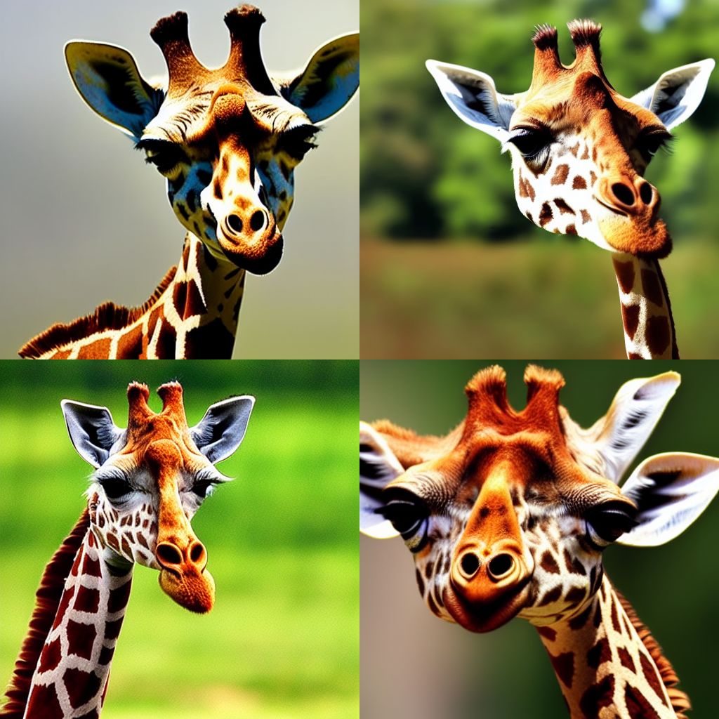 "photo of a giraffe that looks like a frog" generated with Stable Diffusion