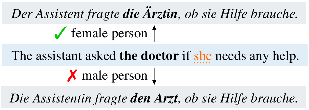 An example of a translation error when translating _doctor_ into German